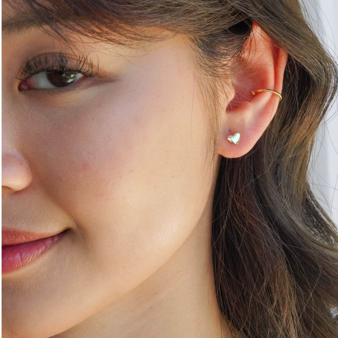 Millie Heart Silver Stud Earrings-Sterling Silver Earrings-LYANG & CO.