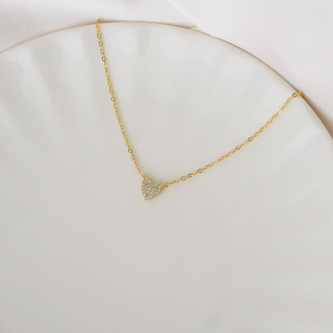 Mira Gold Pavé Heart Pendant Necklace