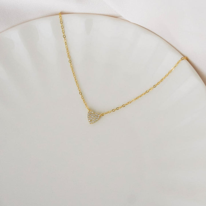 Mira Gold Pavé Heart Pendant Necklace