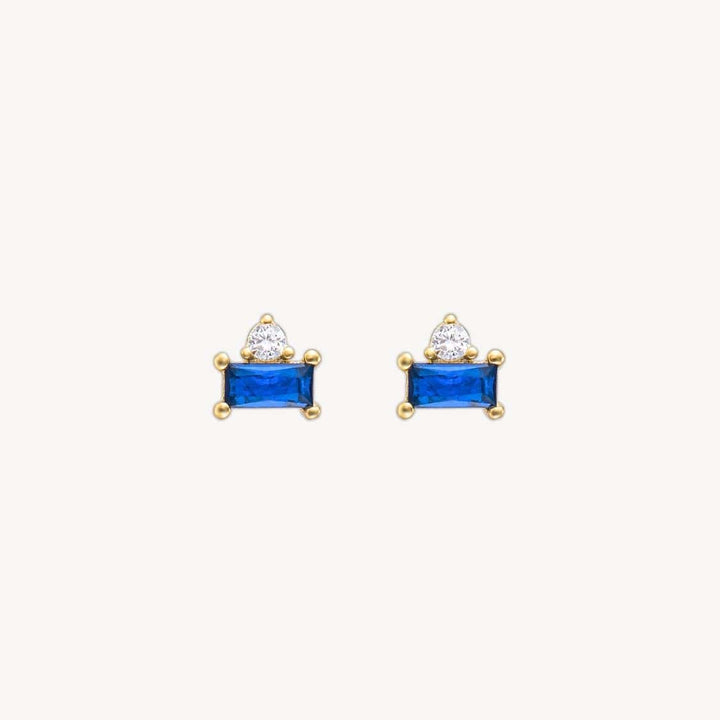 Navy Blue Gold Stud Earrings