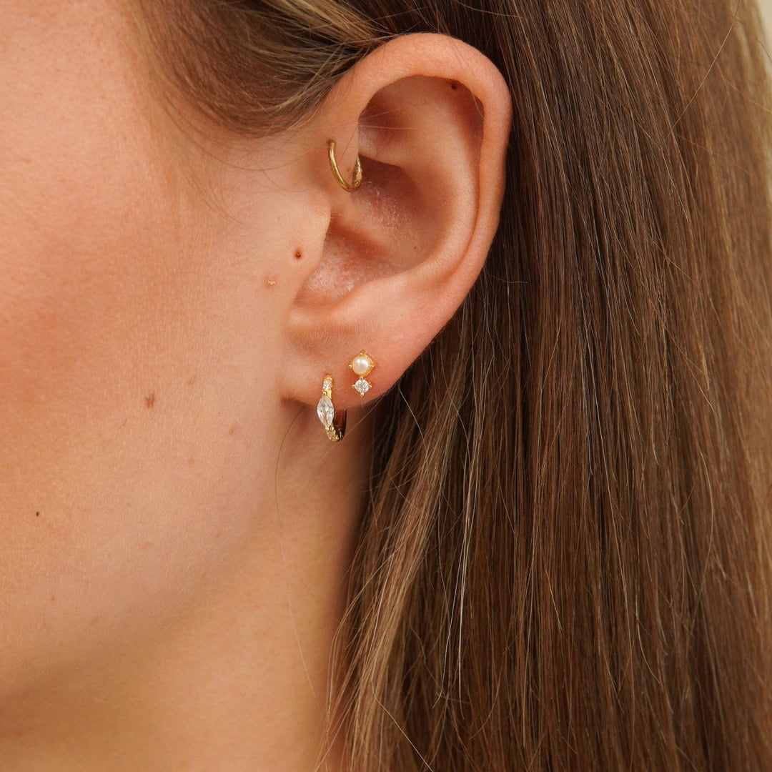 Nerra Gold Marquise Sparkle Huggie Earrings