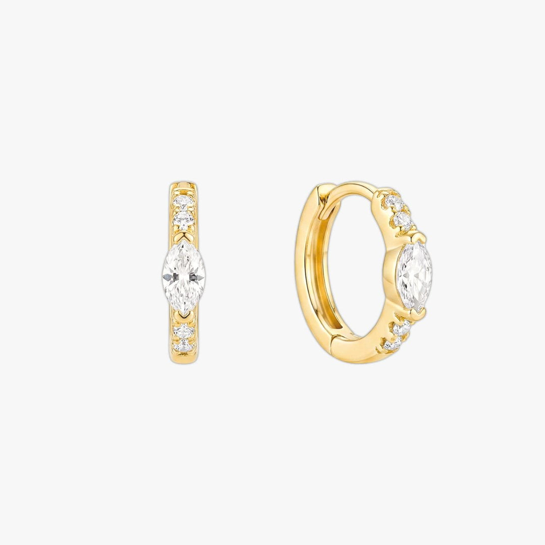 Nerra Gold Marquise Sparkle Huggie Earrings