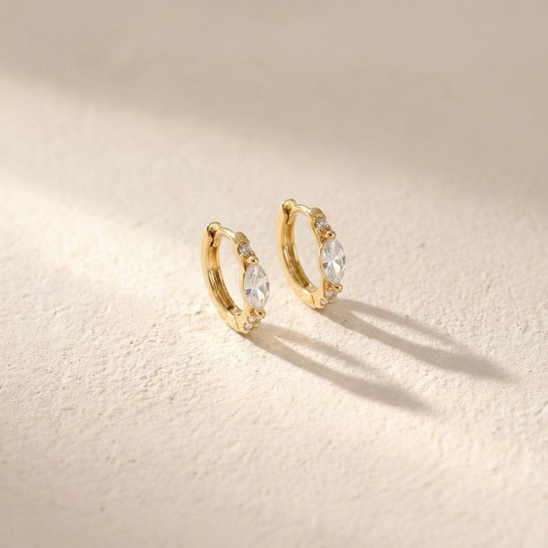 Nerra Gold Marquise Sparkle Huggie Earrings