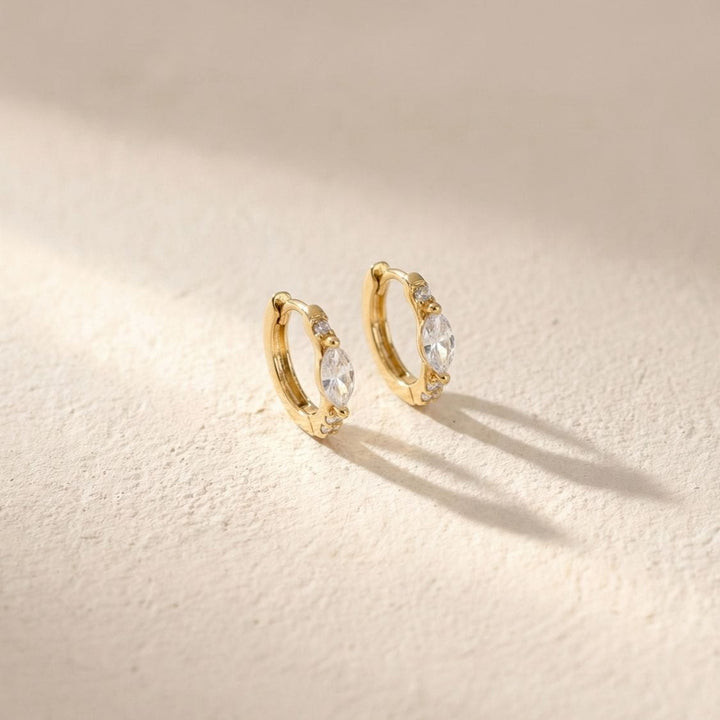 Nerra Gold Marquise Sparkle Huggie Earrings