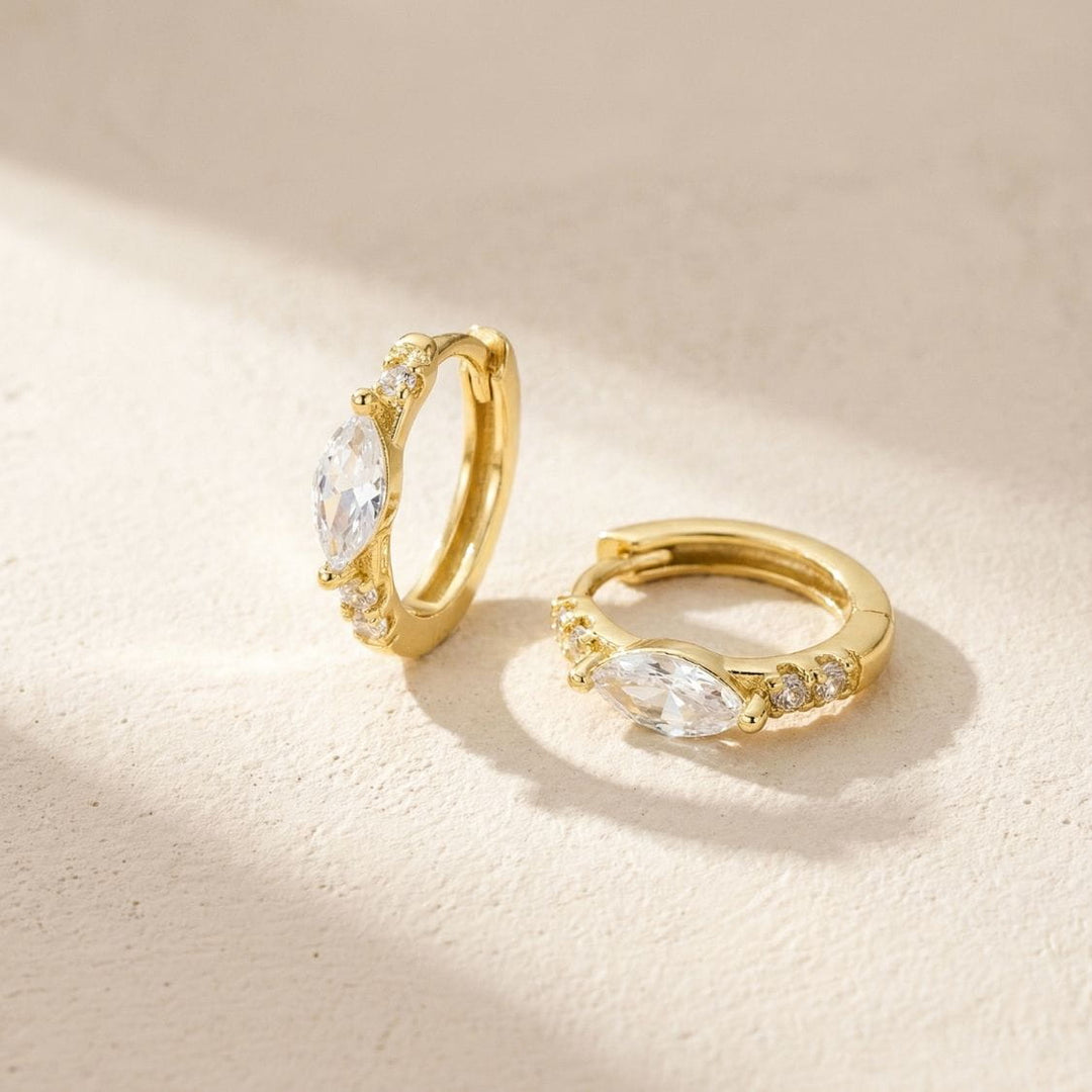 Nerra Gold Marquise Sparkle Huggie Earrings
