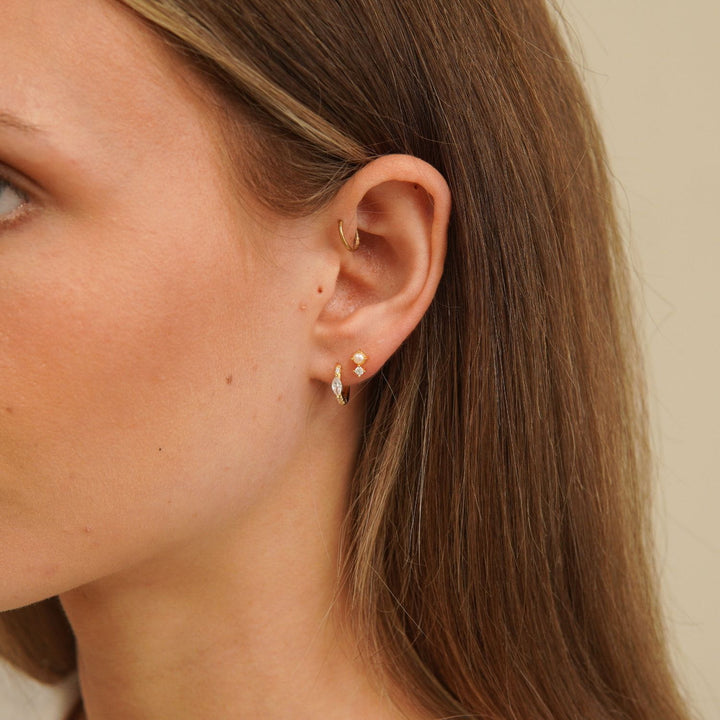 Nerra Gold Marquise Sparkle Huggie Earrings