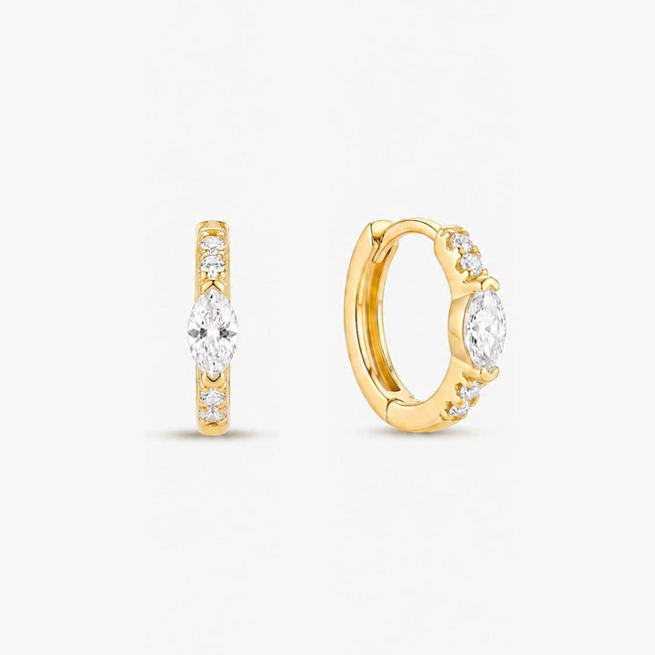 Nerra Gold Marquise Sparkle Huggie Earrings