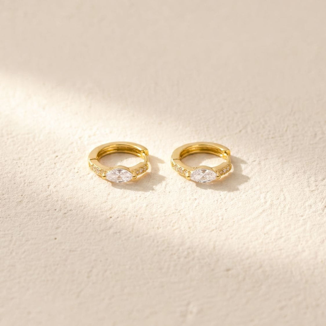 Nerra Gold Marquise Sparkle Huggie Earrings