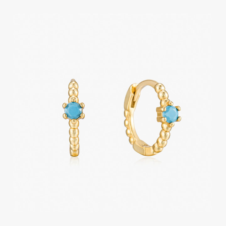 Nevaeh Gold Turquoise Huggie Earrings