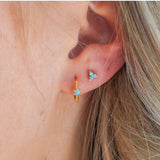 Nevaeh Turquoise Huggie Hoop Earrings Gold