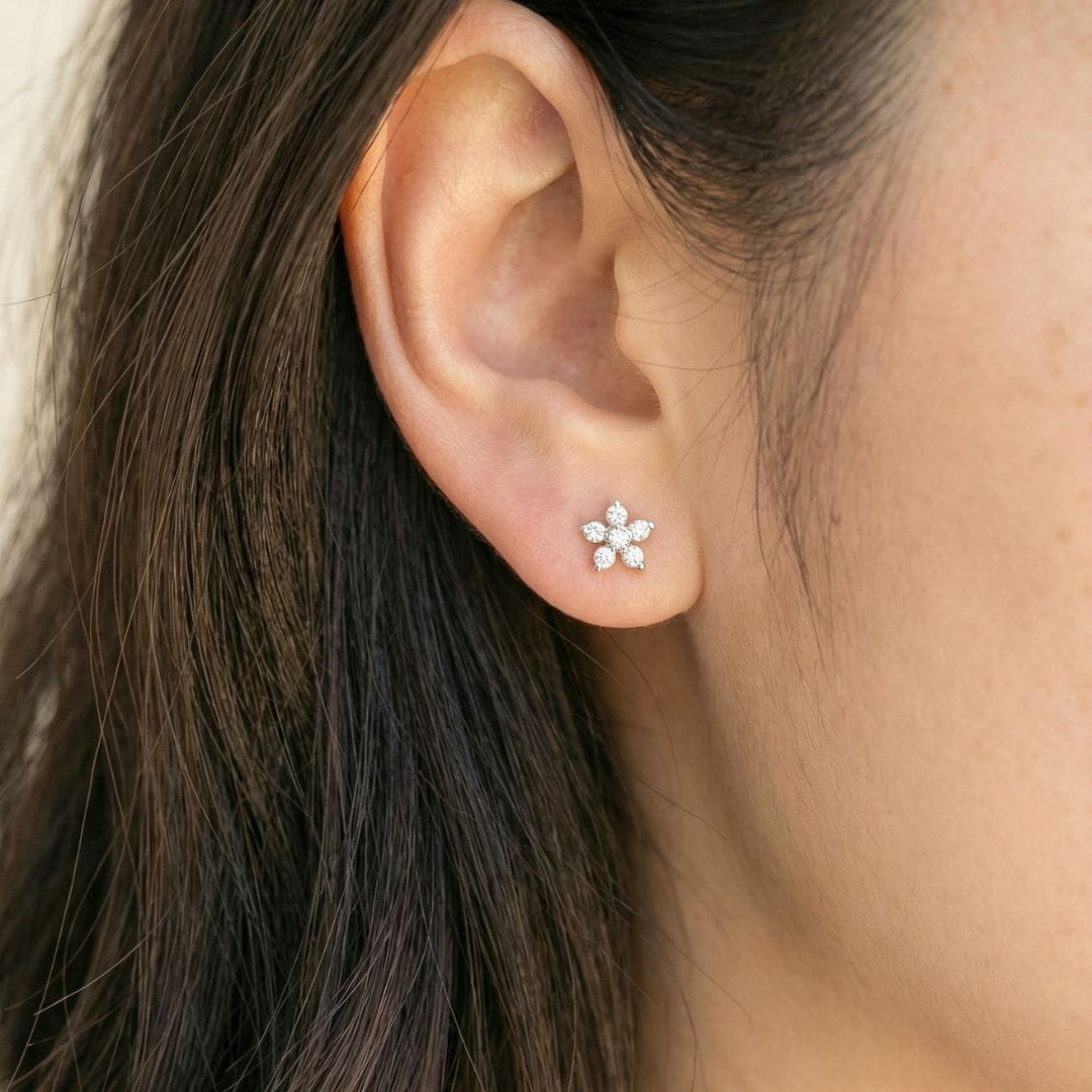 Maia Silver Flower Stud Earrings