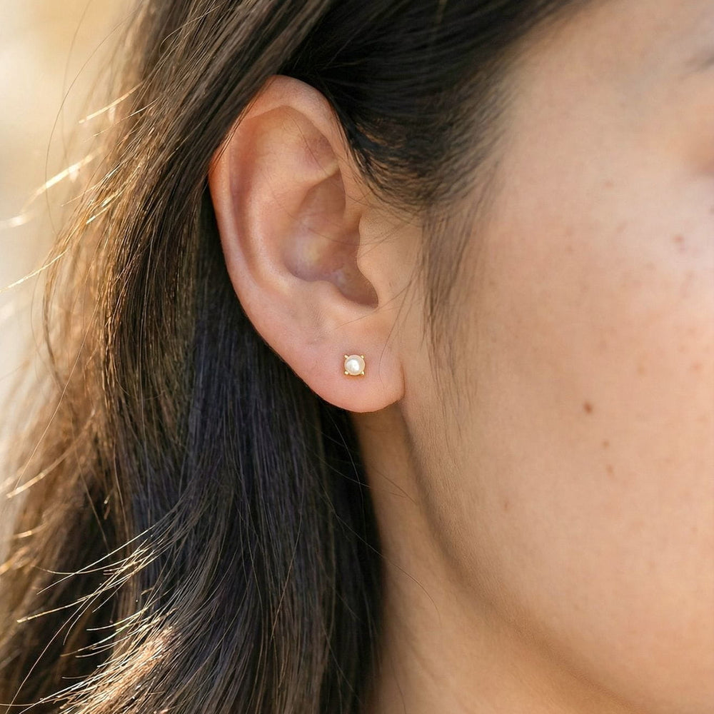 Nicole Gold Pearl Stud Earrings