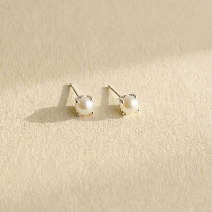 Nicole Silver Pearl Stud Earrings