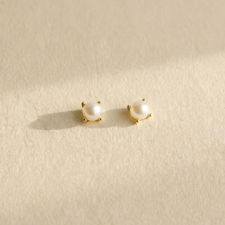 Nicole Gold Pearl Stud Earrings