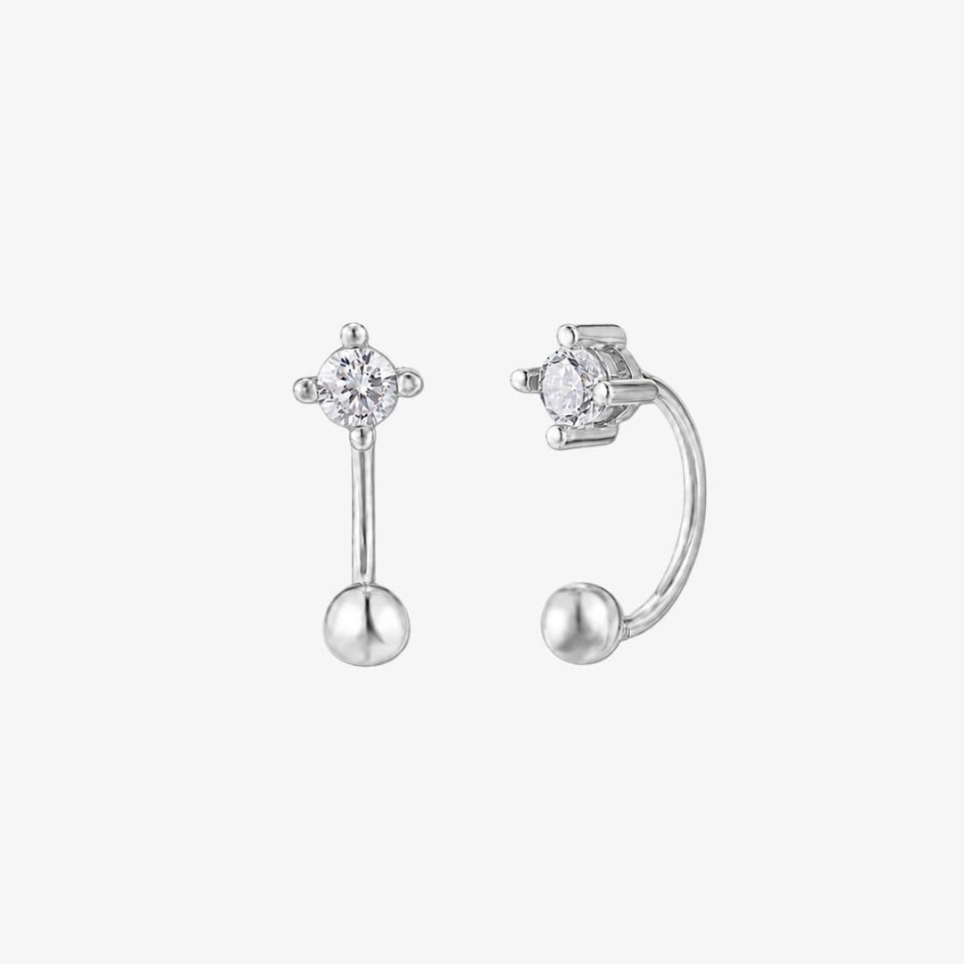 Nina Crystal Ear Jacket Earrings Silver