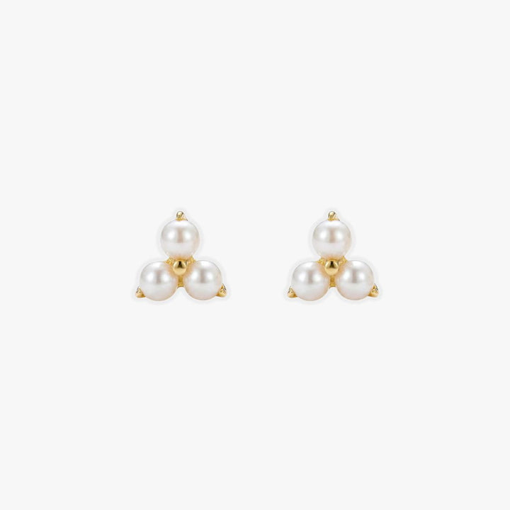 Noemi Pearl Cluster Stud Earrings Gold