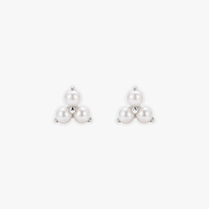 Noemi Pearl Cluster Stud Earrings Silver