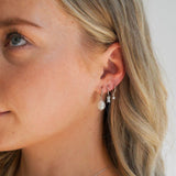 Sophie Dainty Pearl Huggie Earrings Silver