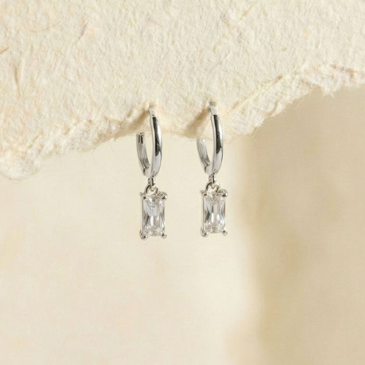 Norah Silver Baguette Drop Earrings