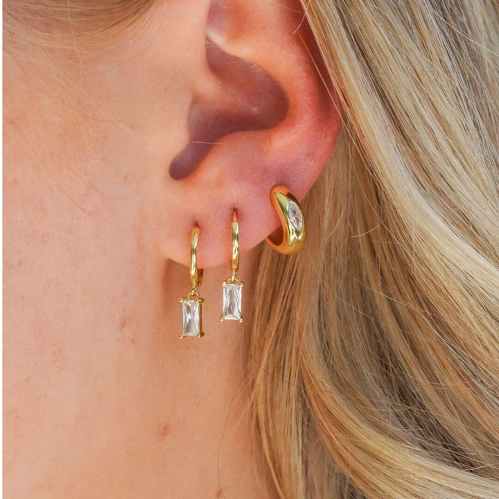 Tessa Bold Gold Huggie Hoop Earrings 8.5MM-Sterling Silver Earrings-LYANG & CO.