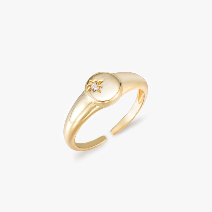 North Star Gold Signet Ring - Adjustable