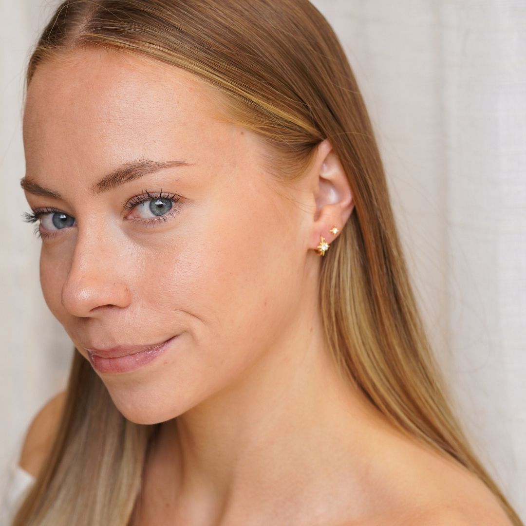 Stella North Star Gold Huggie Earrings