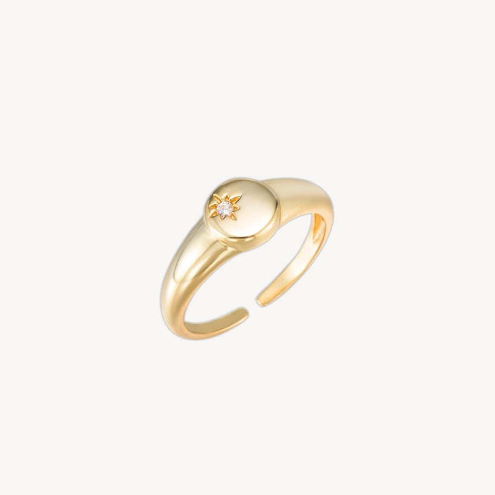 North Star Gold Signet Ring - Adjustable