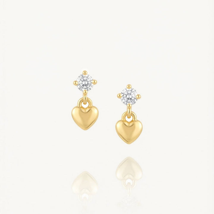 Nova Gold Heart Drop Stud Earrings