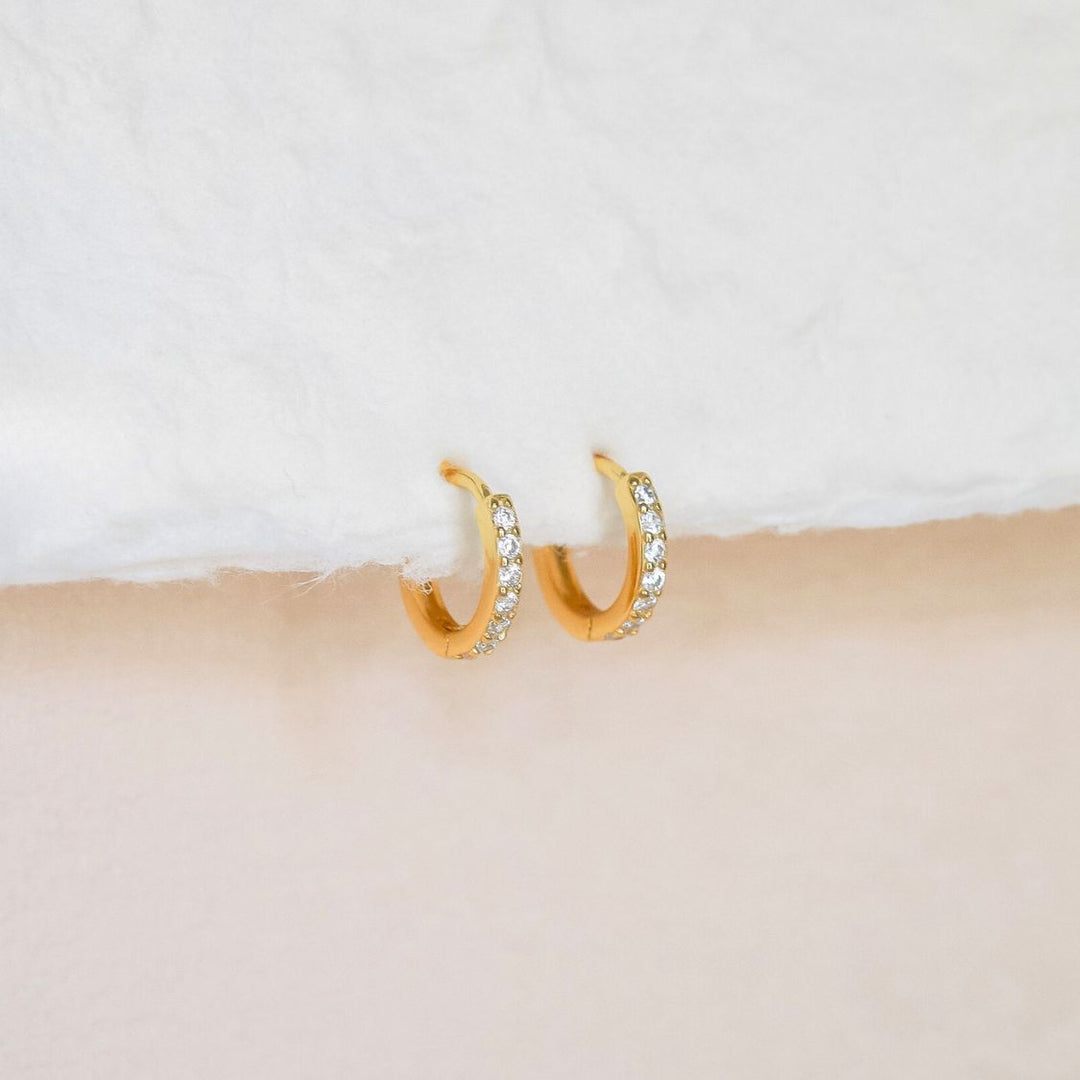 Olivia Gold Huggie Hoop Earrings 8MM-Sterling Silver Earrings-LYANG & CO.