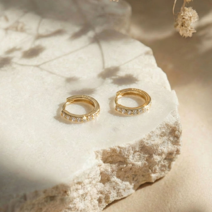 Olivia Gold Pave Huggie Earrings