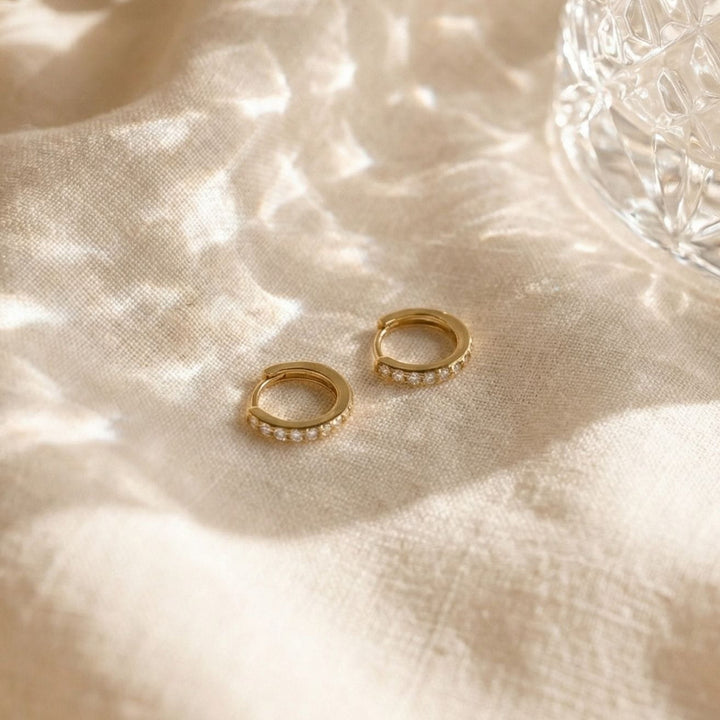 Olivia Gold Pave Huggie Earrings