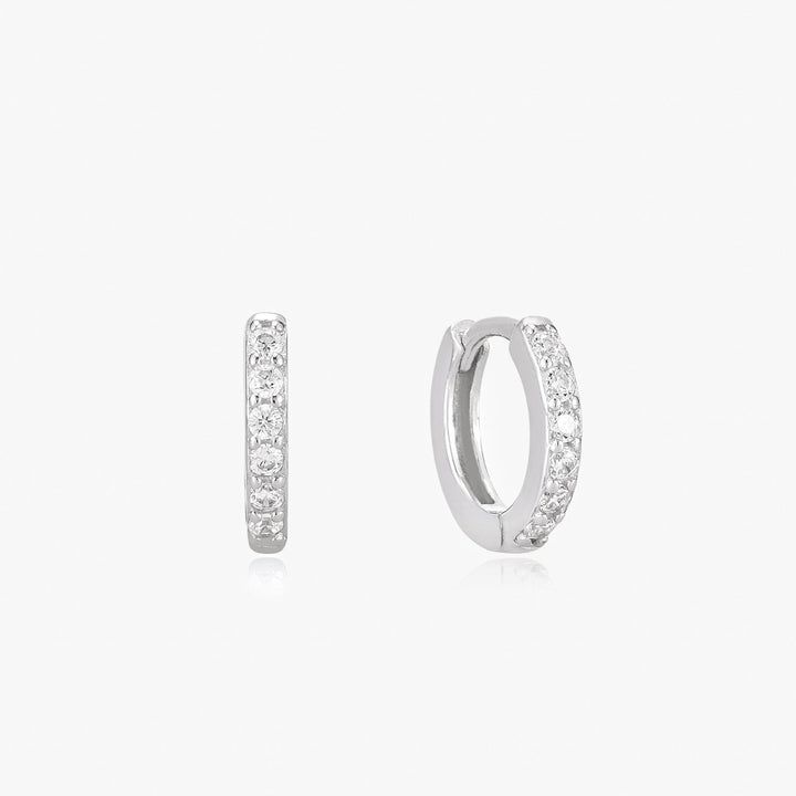 Olivia Silver Pave Huggie Earrings