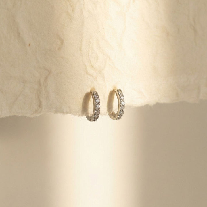 Olivia Silver Pave Huggie Earrings