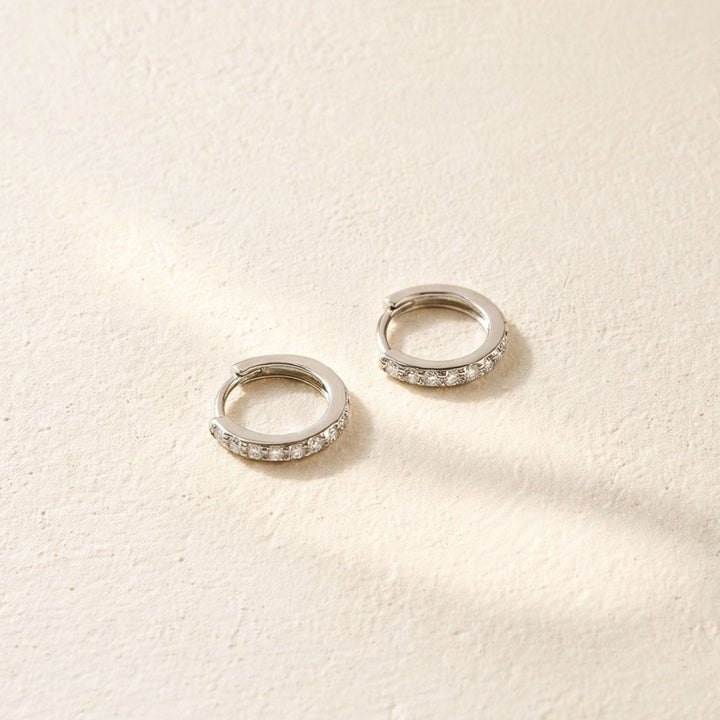 Olivia Silver Pave Huggie Earrings