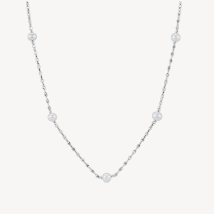 Patricia Silver Pearl Chain Necklace
