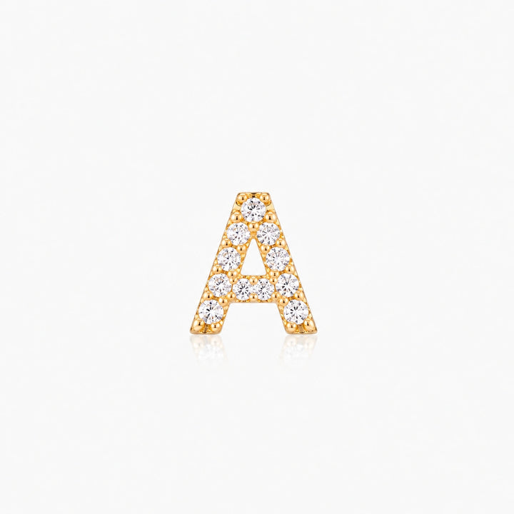 Pave Gold Initial Earring - Single