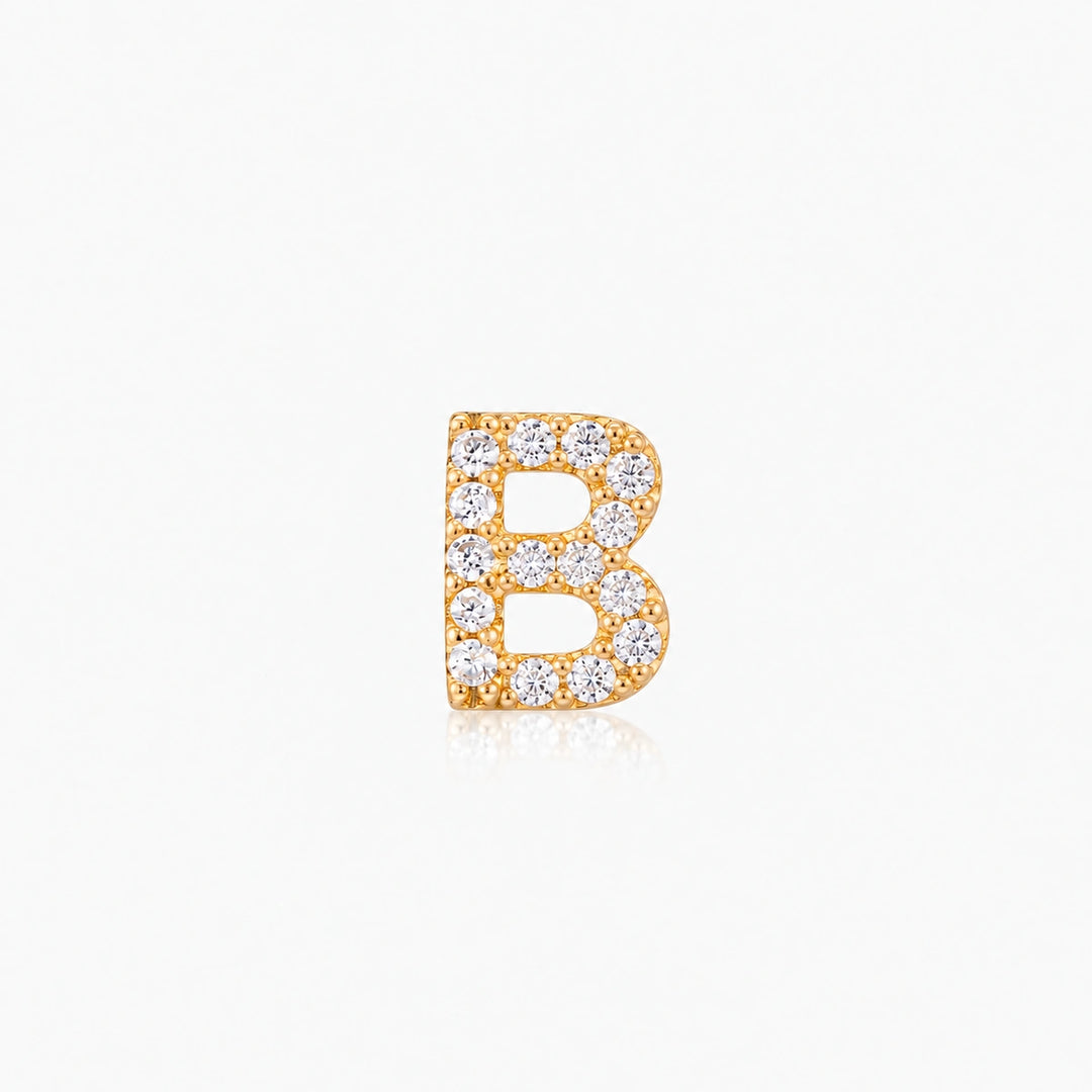 Pave Gold Initial Earring - Single