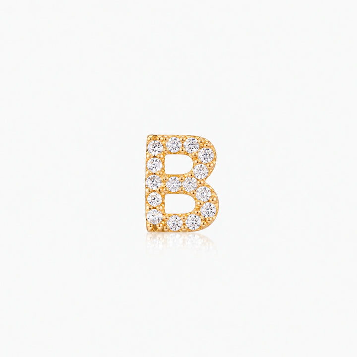 Pave Gold Initial Earring - Single