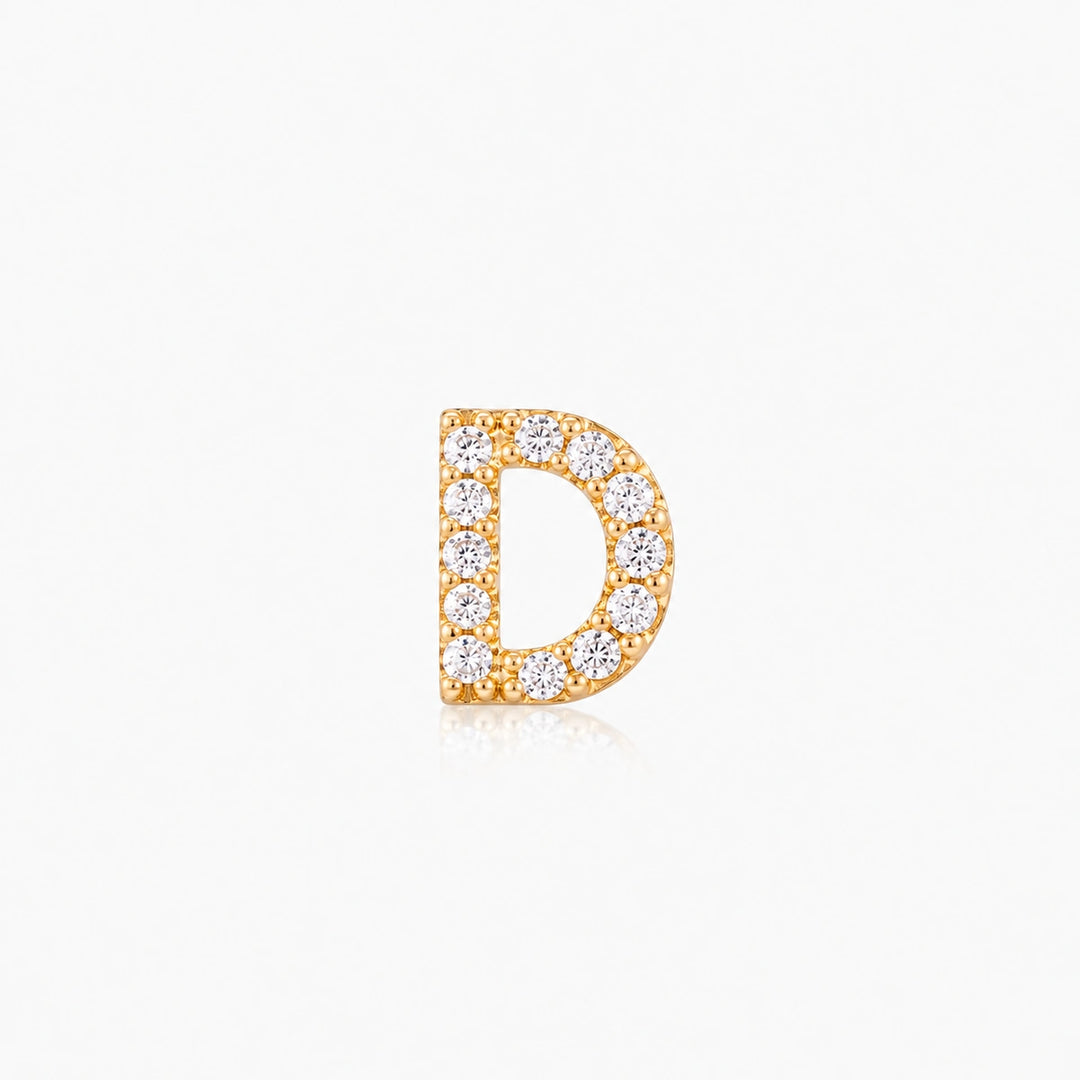 Pave Gold Initial Earring - Single