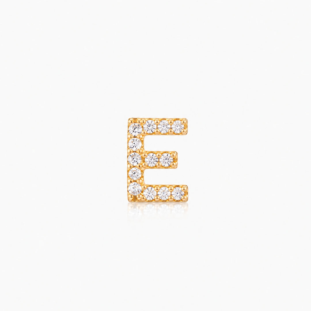 Pave Gold Initial Earring - Single