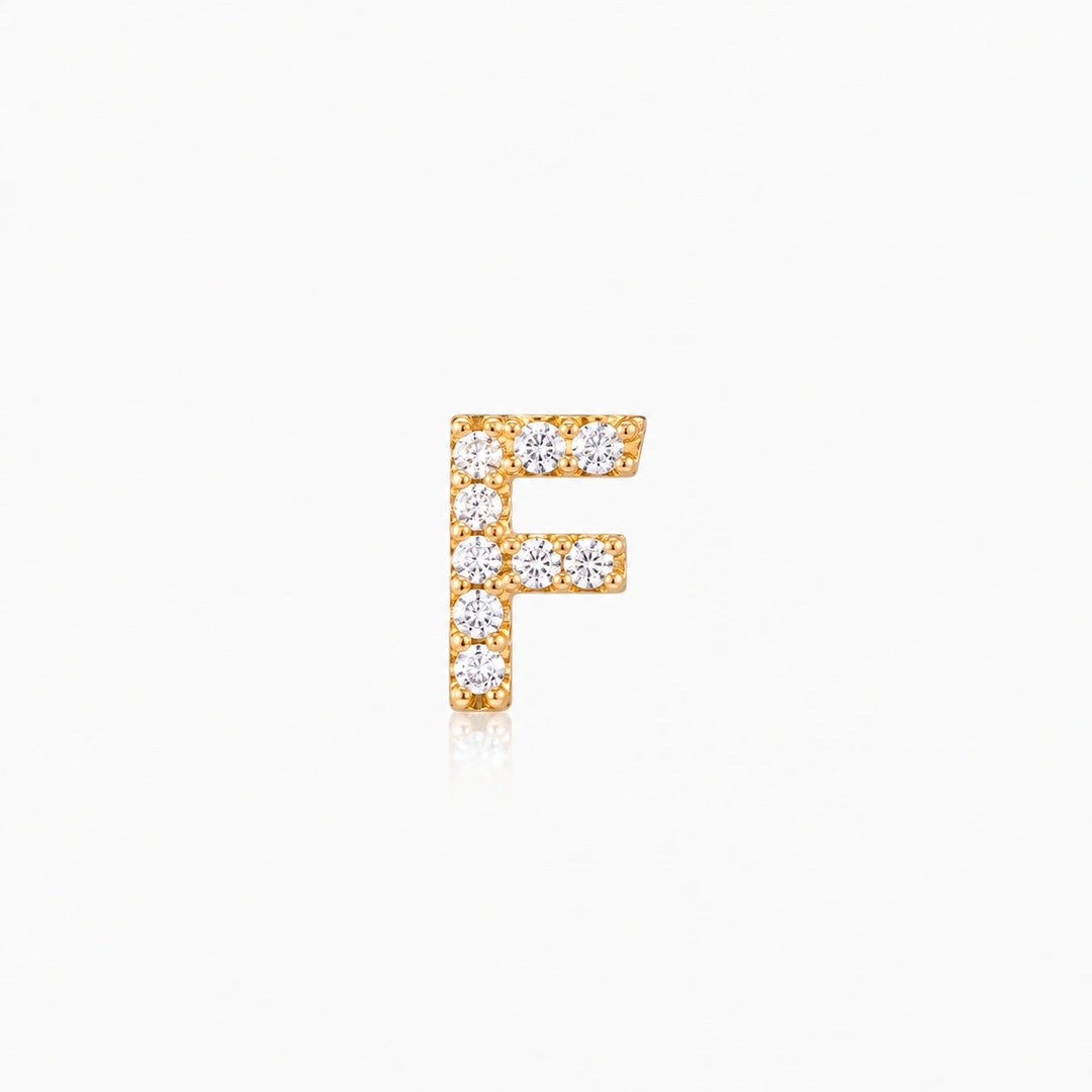 Pave Gold Initial Earring - Single