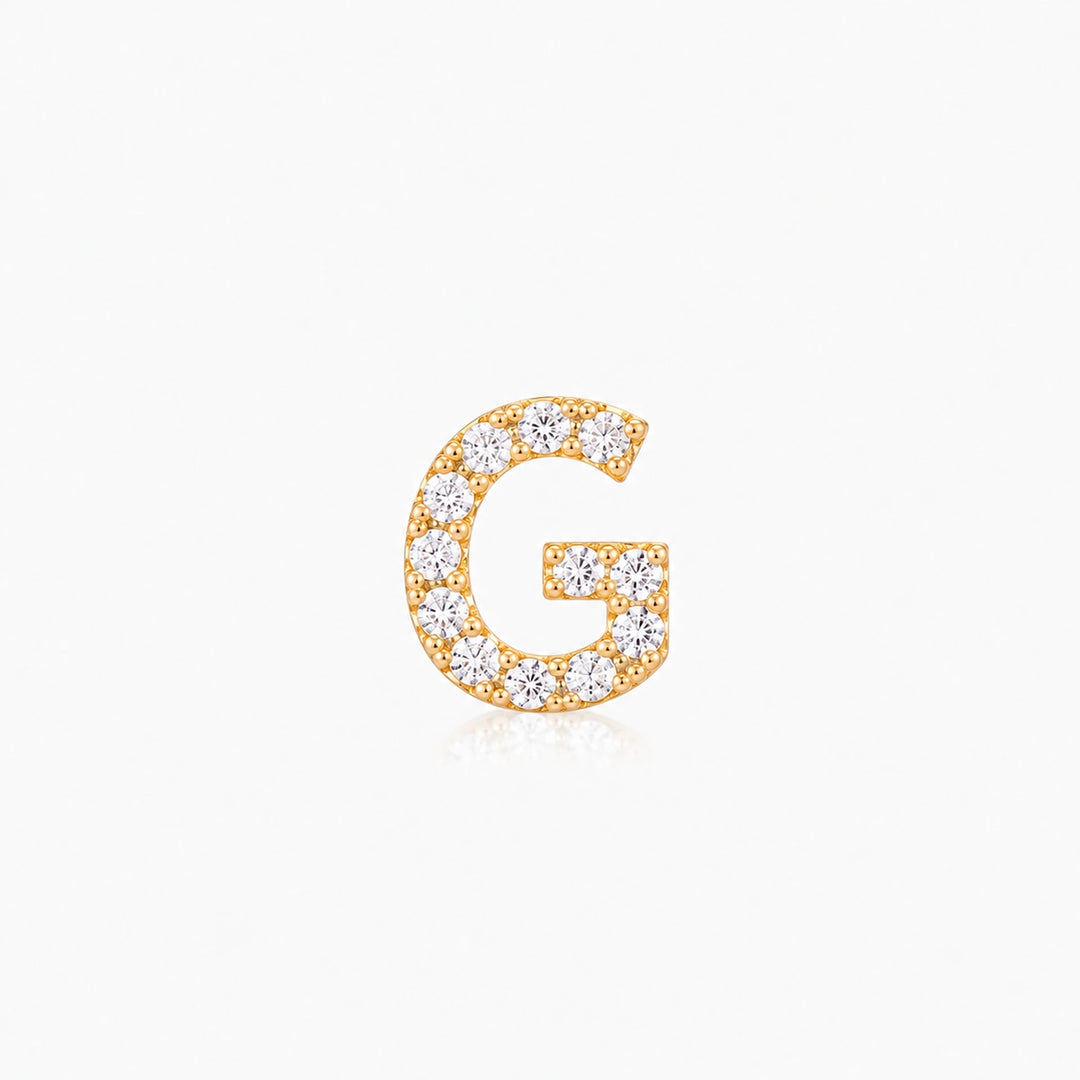 Pave Gold Initial Earring - Single