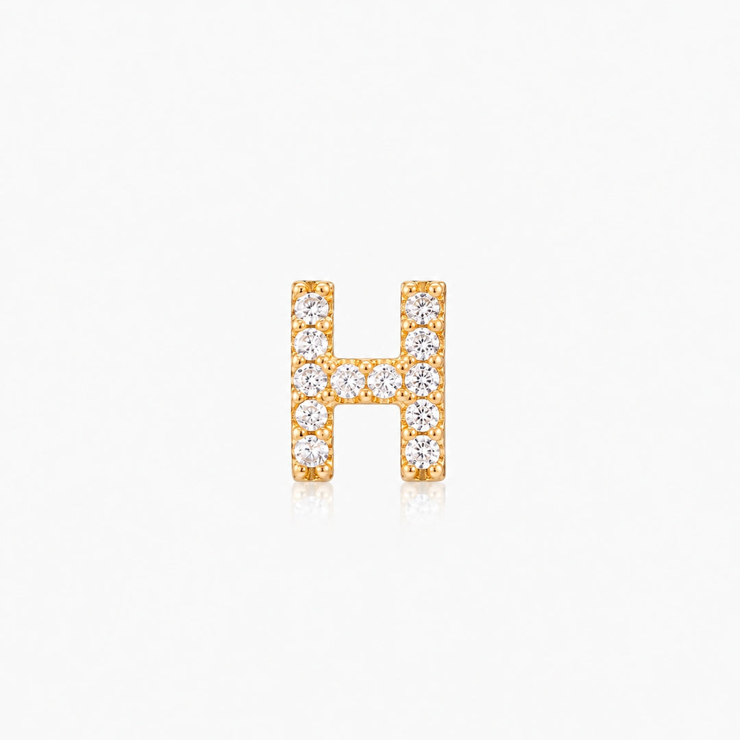 Pave Gold Initial Earring - Single
