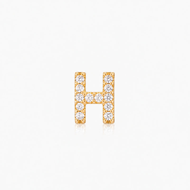 Pave Gold Initial Earring - Single