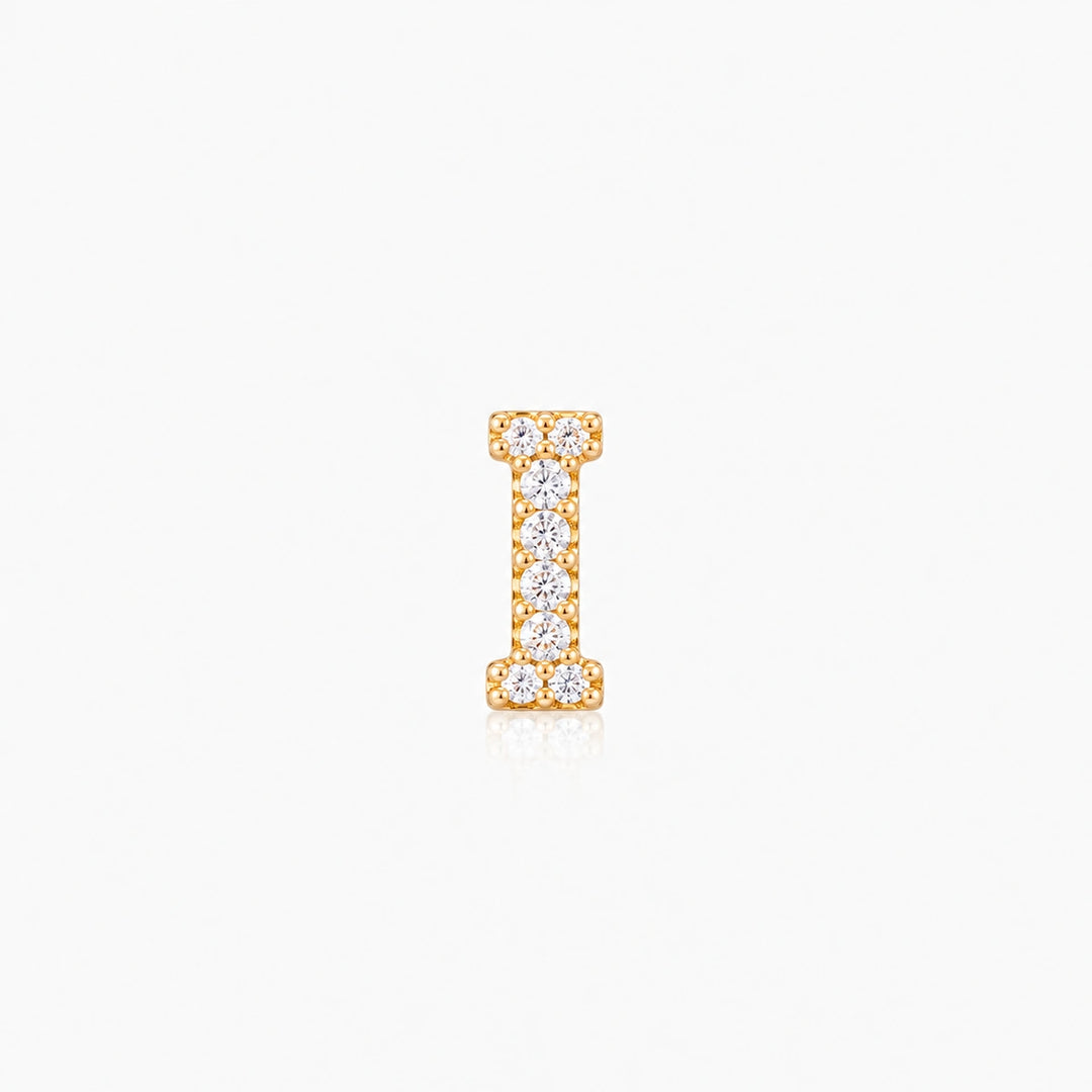 Pave Gold Initial Earring - Single