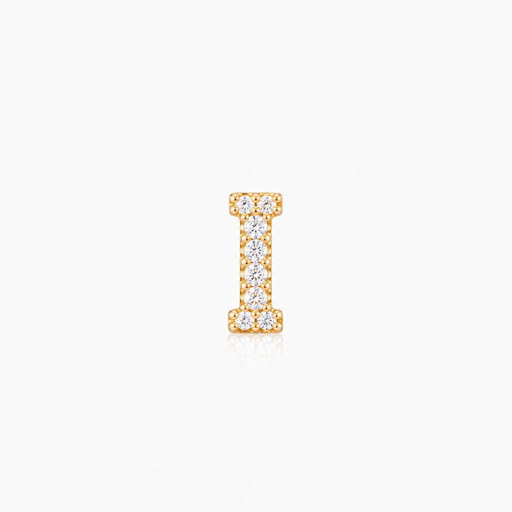 Pave Gold Initial Earring - Single