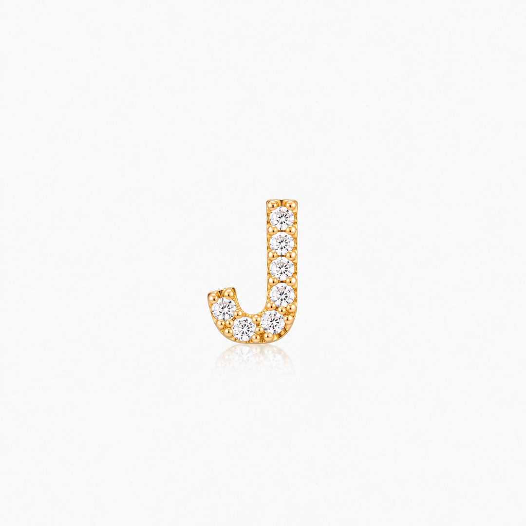 Pave Gold Initial Earring - Single