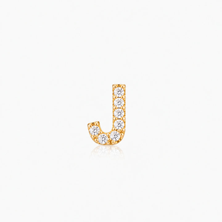 Pave Gold Initial Earring - Single