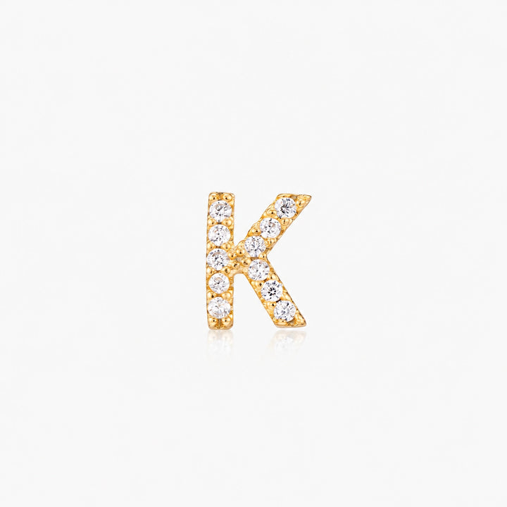 Pave Gold Initial Earring - Single