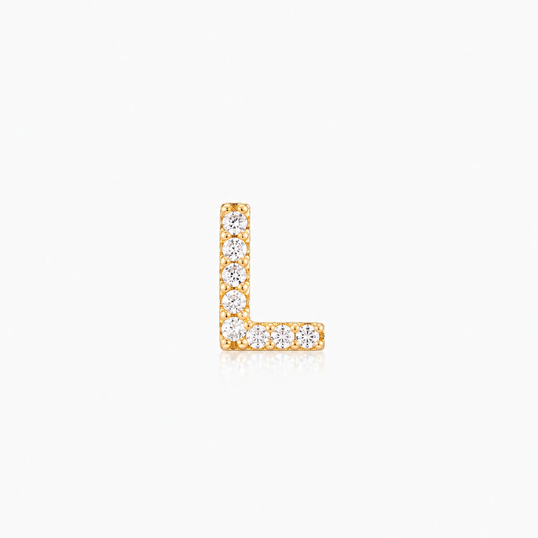 Pave Gold Initial Earring - Single